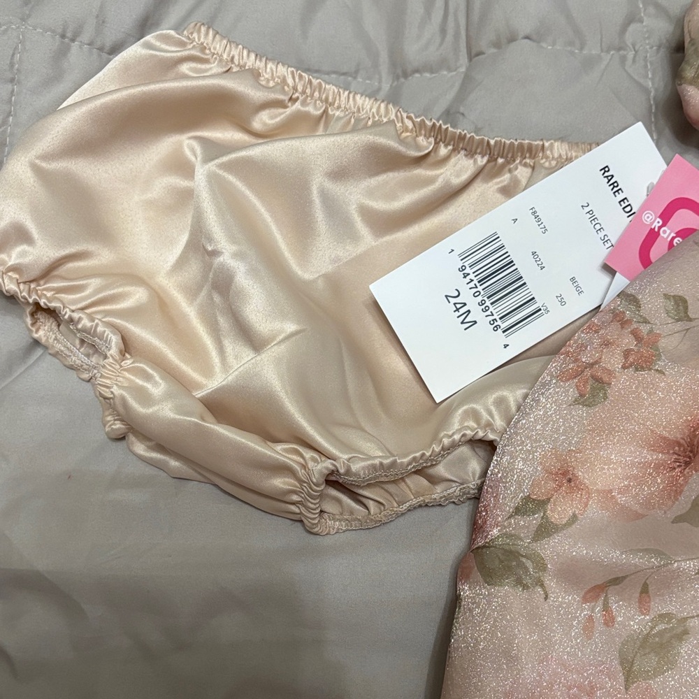 Brand New Rare Editions Pink and Cream Floral Dress Easter size 24 months - Picture 6 of 9